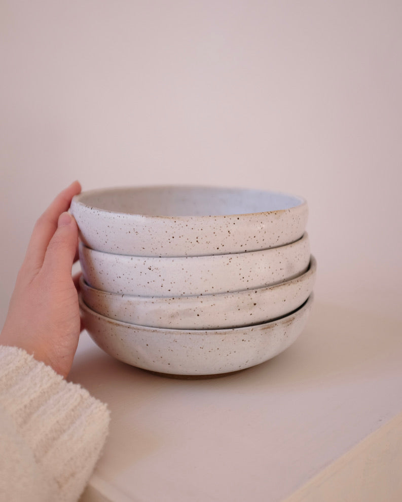 Low bowl — speckled satin white