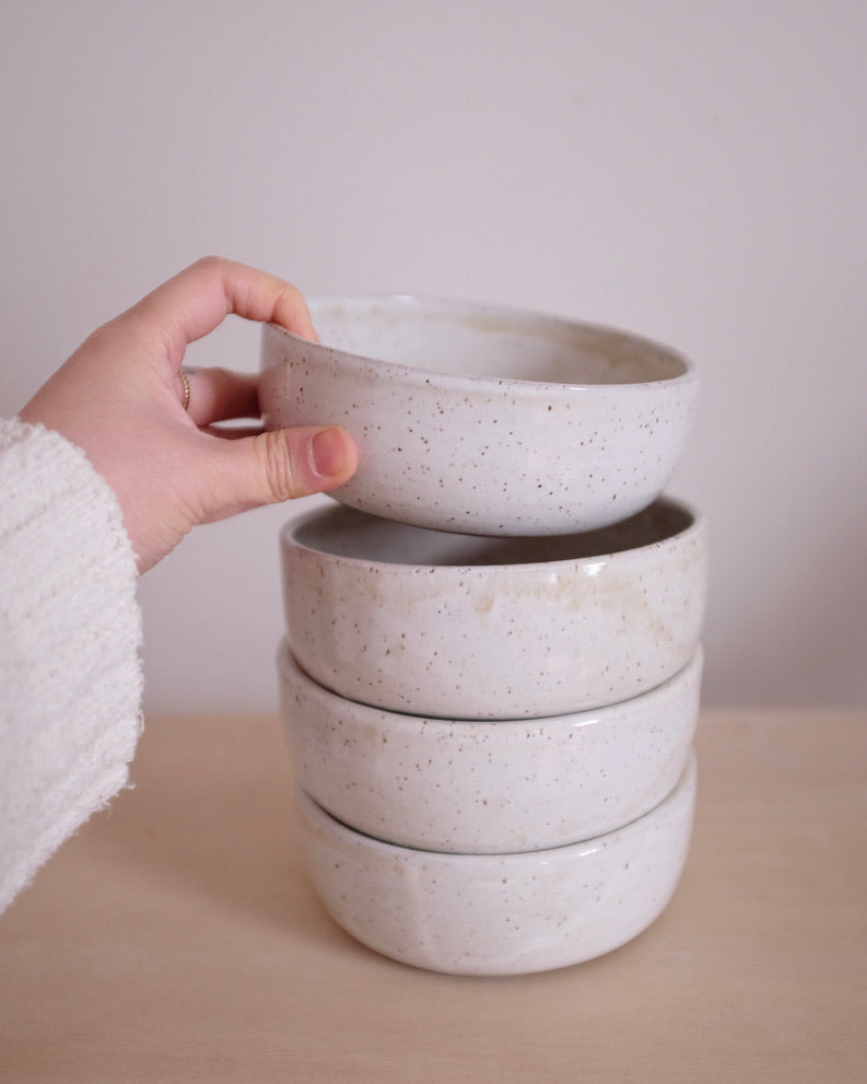 Cereal bowl — speckled glossy egg