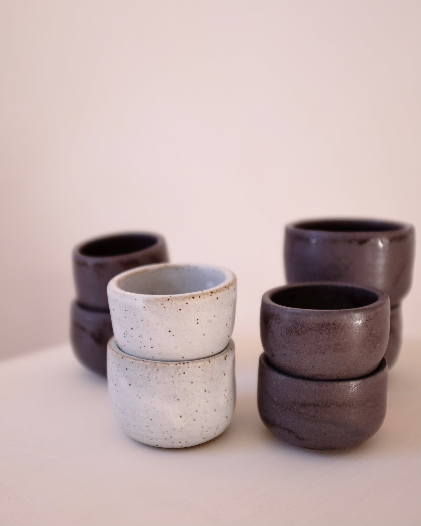 Sake cup — speckled satin white