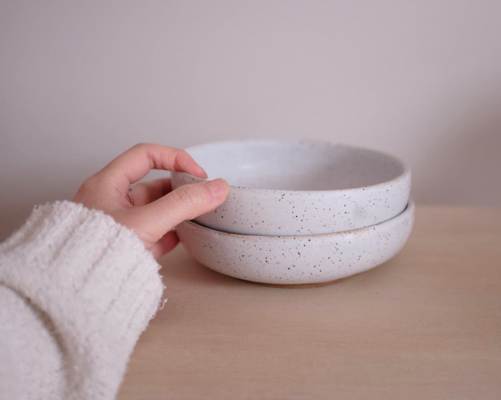 Low bowl — speckled satin white