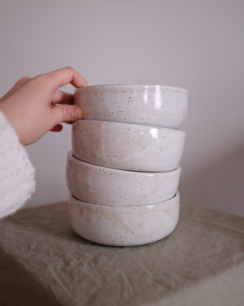 Cereal bowl — speckled glossy egg